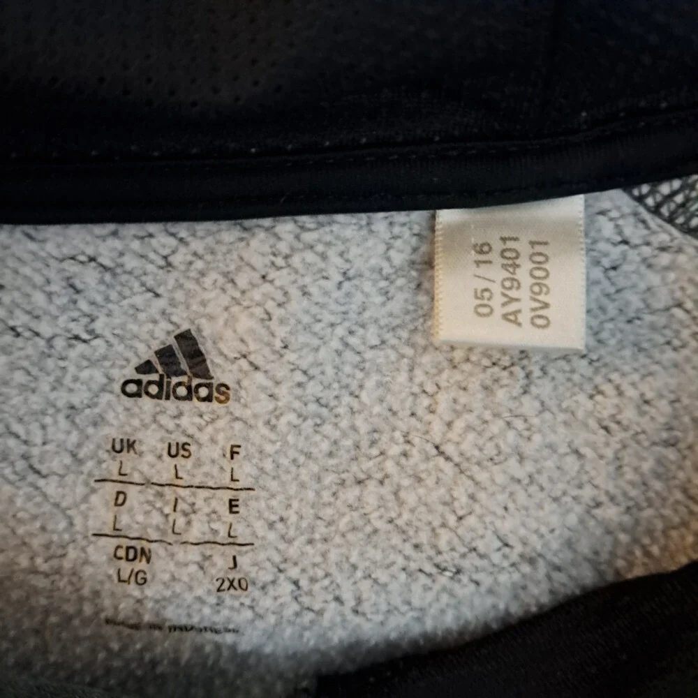 Adidas Hoodie Sweatshirt Mens L Pullover Shirt Big Logo Activewear Comfy Vintage